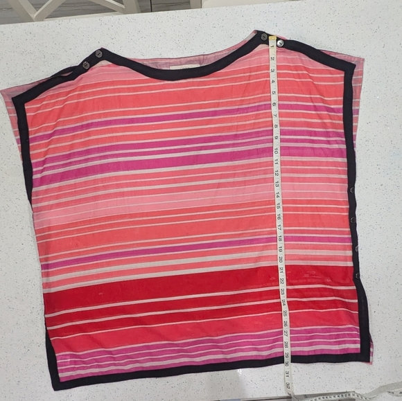 LOFT Pink Striped Semi-Sheer Kaftan Tunic Top Oversized Boxy Lightweight L - Picture 7 of 15